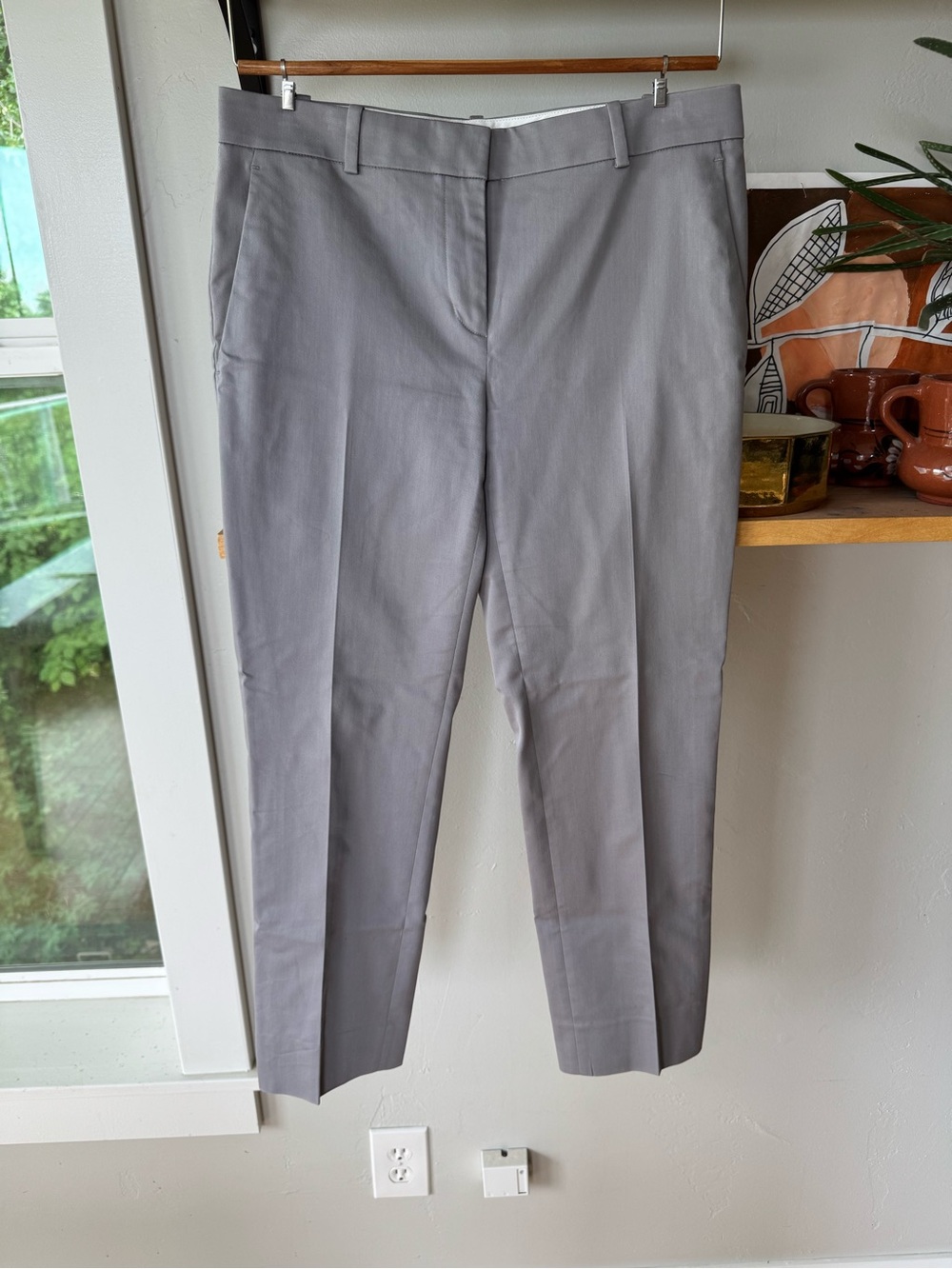 Ann Taylor Dove Gray Stretch Cotton Straight Leg Ankle Dress Pants Sz 2